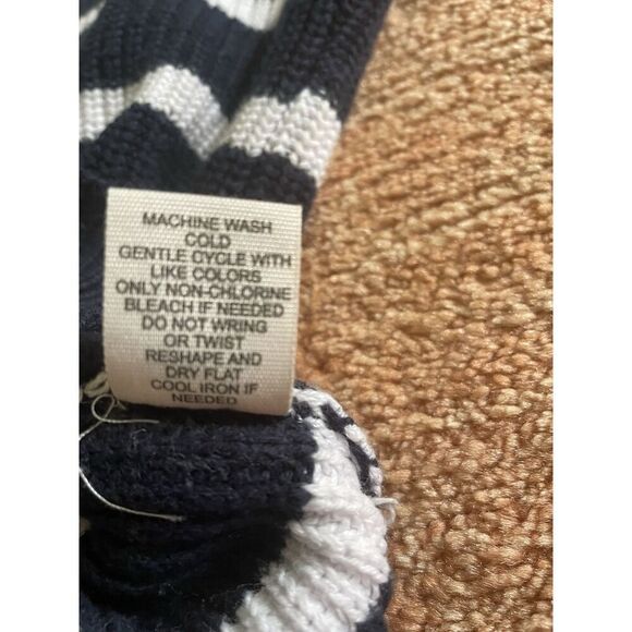 Moon Madison Navy White Striped Sleeveless Knit Sweater Size Small Cotton Blend - Picture 6 of 7
